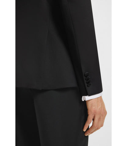 Boss Slim Fit Tuxedo Jacket In Virgin Wool Serge Black