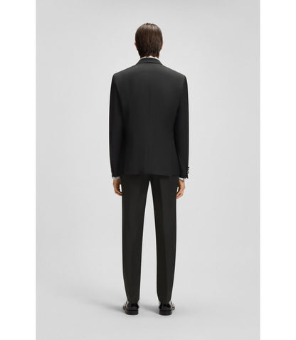 Boss Slim Fit Tuxedo Jacket In Virgin Wool Serge Black