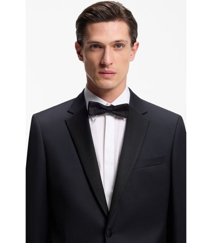Boss Slim Fit Tuxedo Jacket In Virgin Wool Serge Dark Blue