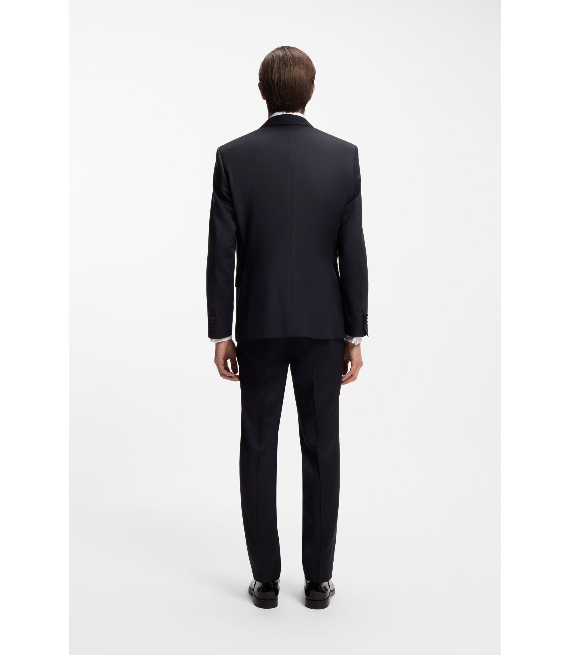 Boss Slim Fit Tuxedo Jacket In Virgin Wool Serge Dark Blue