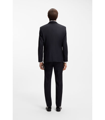 Boss Slim Fit Tuxedo Jacket In Virgin Wool Serge Dark Blue