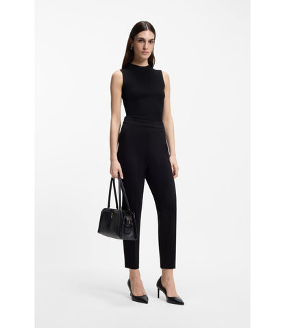 Boss Ribbed Top With Mock Neckline Black Women's