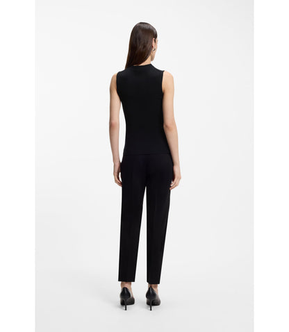 Boss Ribbed Top With Mock Neckline Black Women's