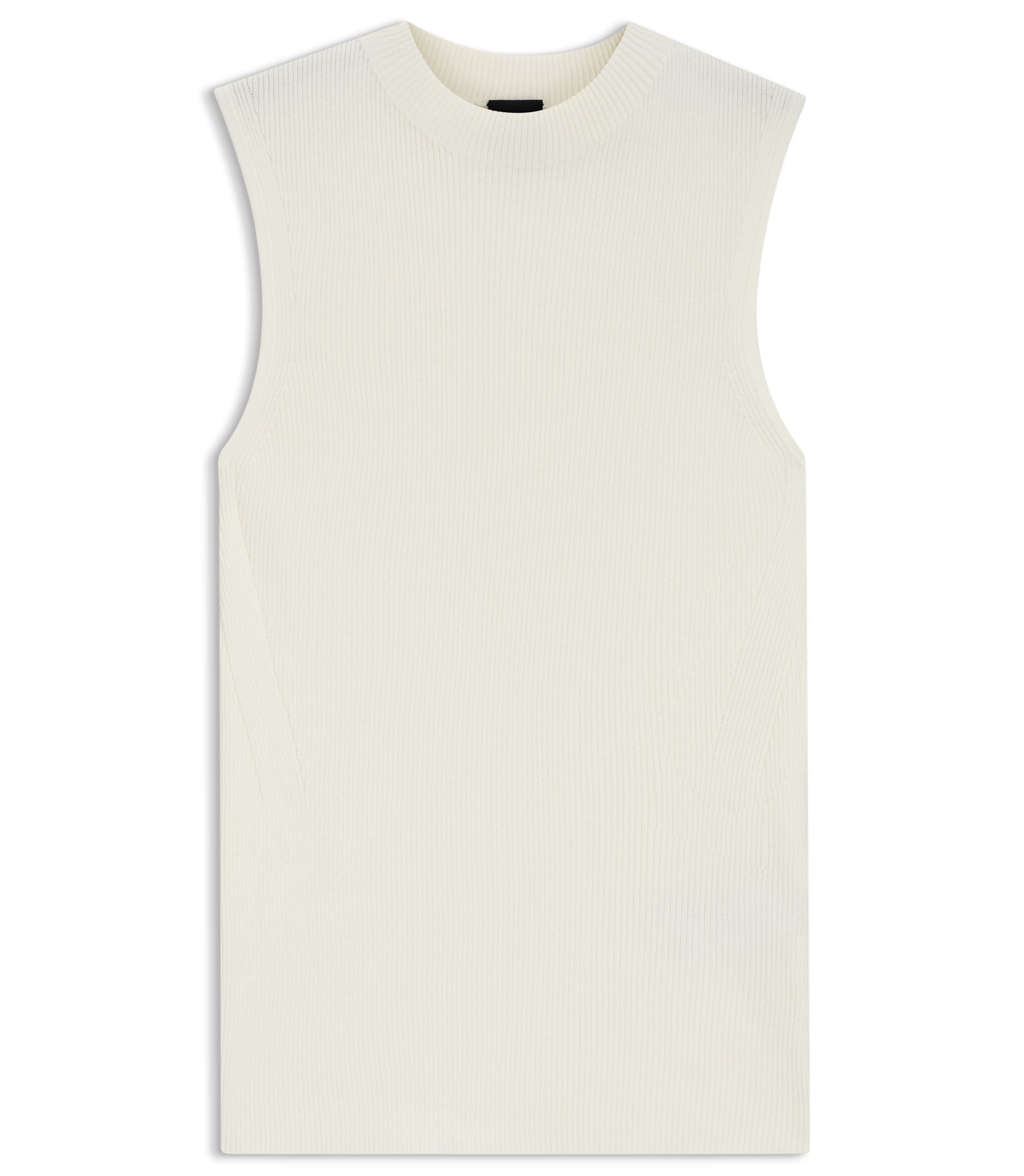 Boss Ribbed Top With Mock Neckline White Women's