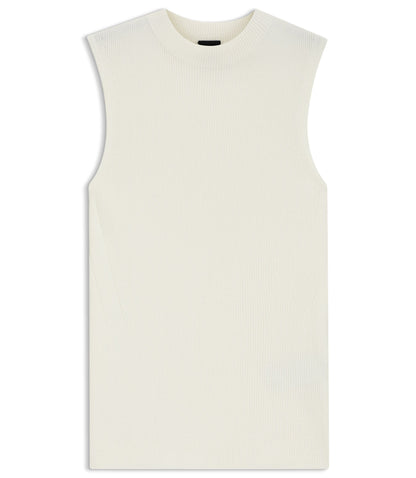Boss Ribbed Top With Mock Neckline White Women's