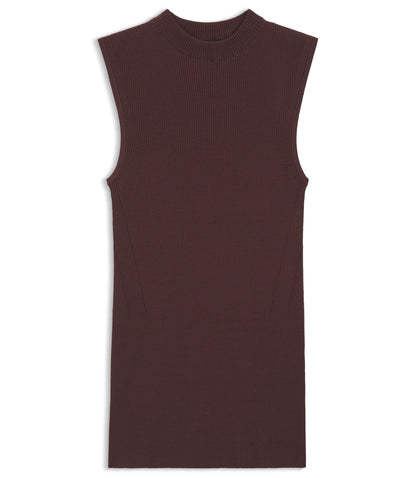 Boss Ribbed Top With Mock Neckline Dark Brown Women's