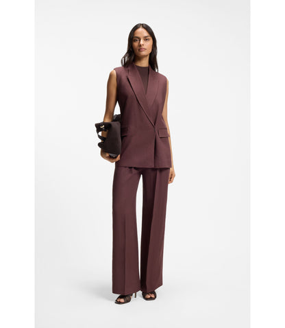 Boss Ribbed Top With Mock Neckline Dark Brown Women's