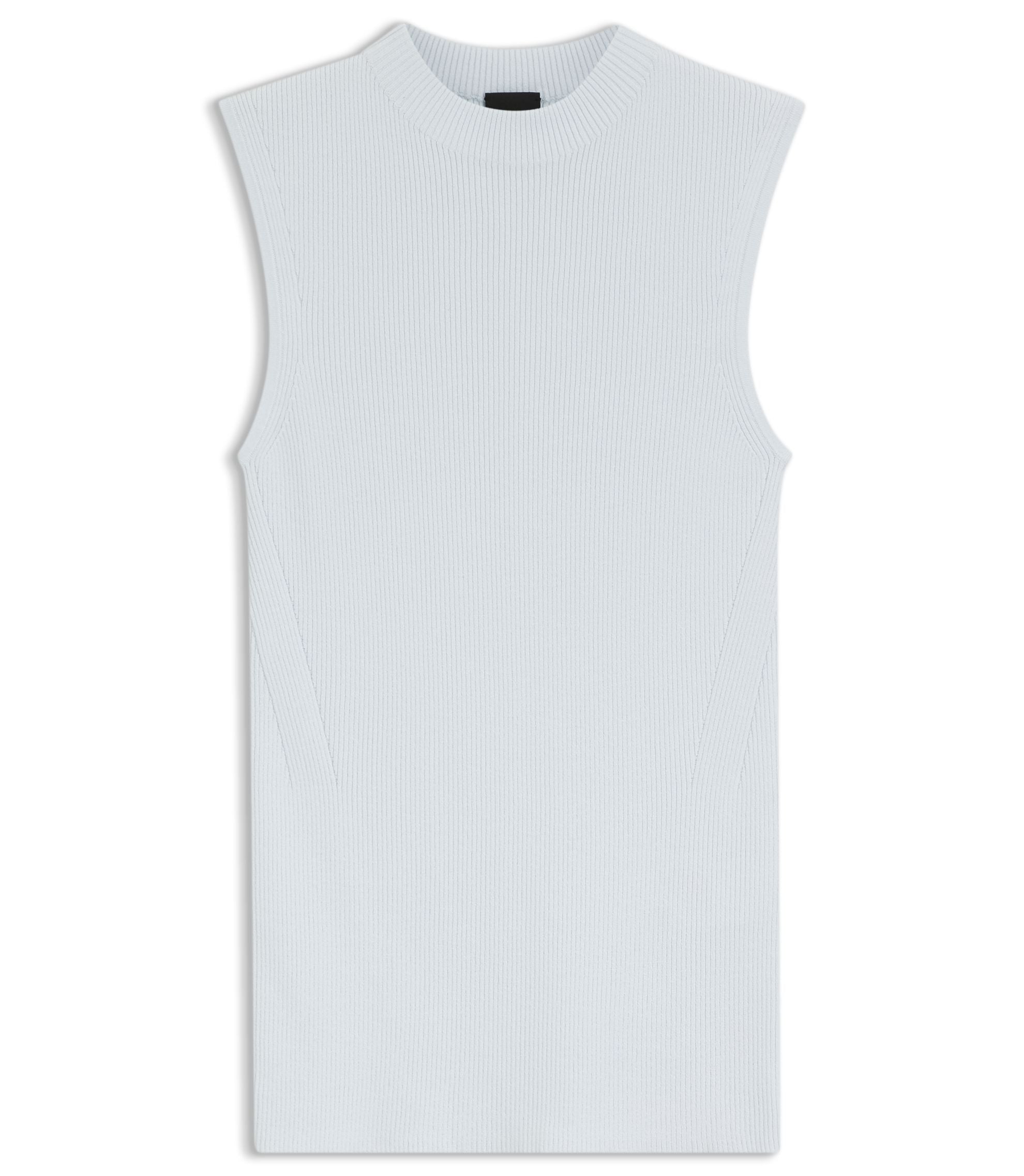 Boss Ribbed Top With Mock Neckline Light Blue Women's
