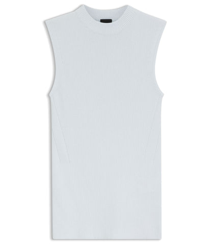 Boss Ribbed Top With Mock Neckline Light Blue Women's