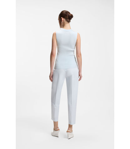 Boss Ribbed Top With Mock Neckline Light Blue Women's
