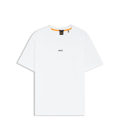 Boss Stretch Cotton T Shirt With Contrast Logo White