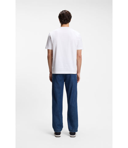 Boss Stretch Cotton T Shirt With Contrast Logo White