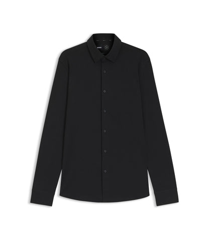 Boss Slim Fit Shirt In A Performance Stretch Cotton Blend Black