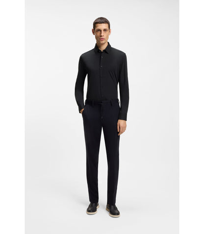 Boss Slim Fit Shirt In A Performance Stretch Cotton Blend Black