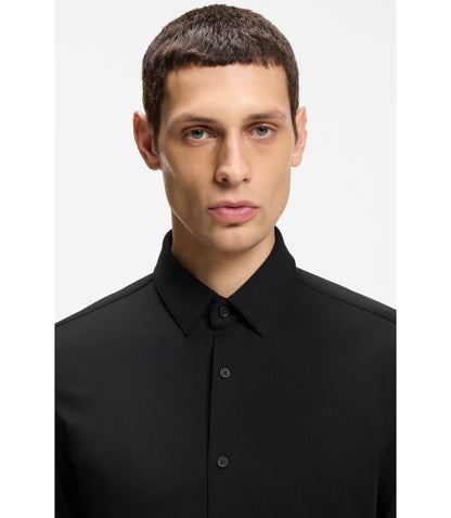 Boss Slim Fit Shirt In A Performance Stretch Cotton Blend Black