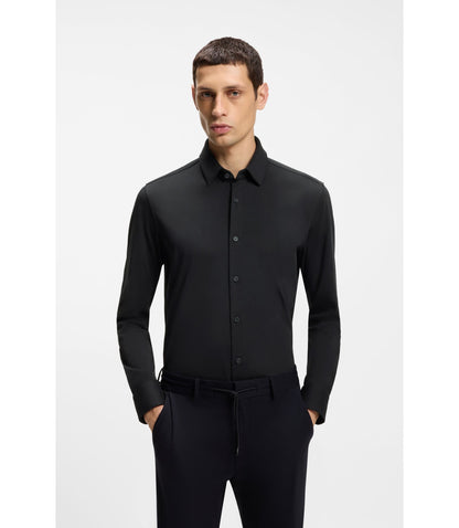 Boss Slim Fit Shirt In A Performance Stretch Cotton Blend Black