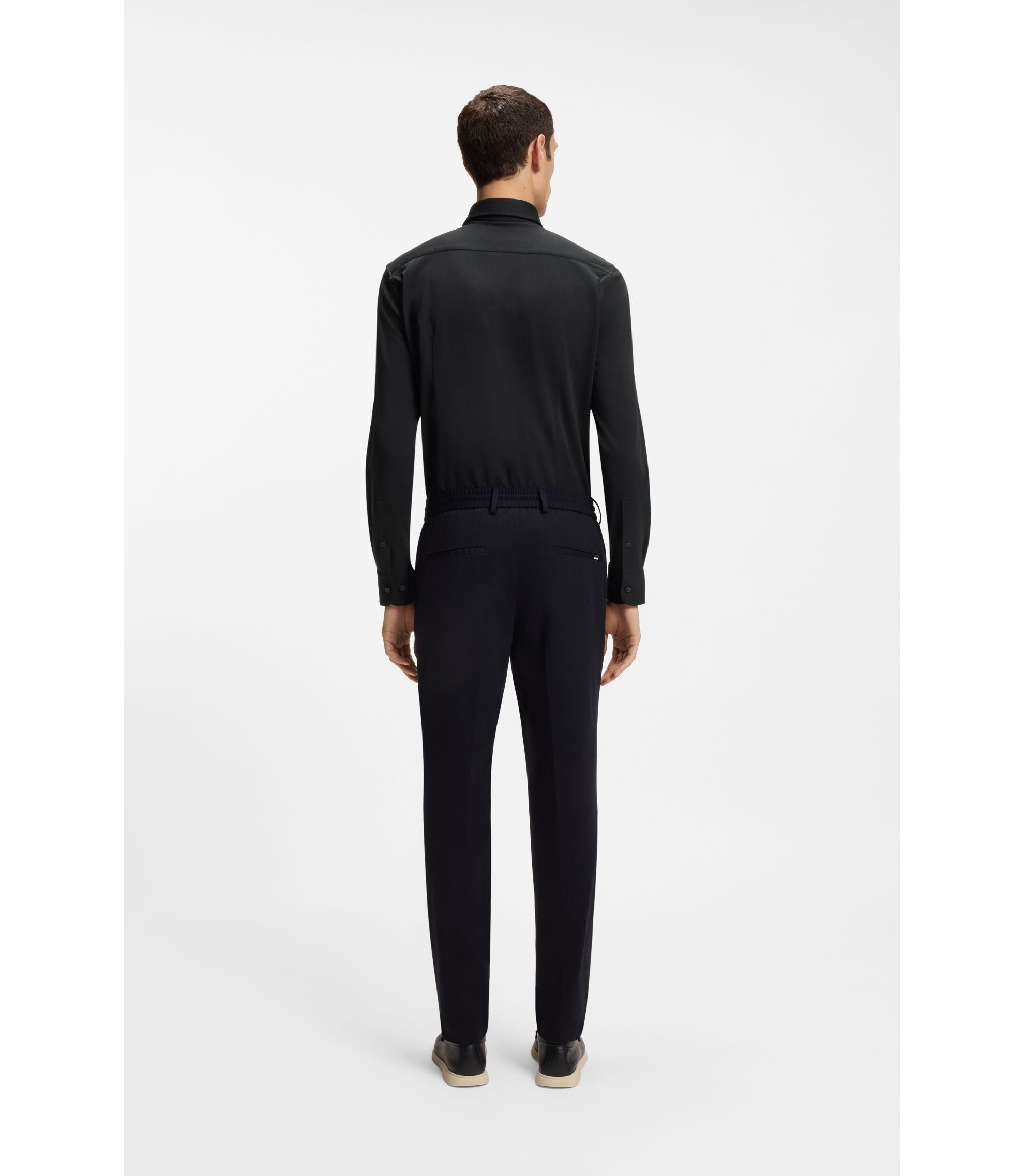 Boss Slim Fit Shirt In A Performance Stretch Cotton Blend Black