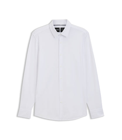 Boss Slim Fit Shirt In A Performance Stretch Cotton Blend White