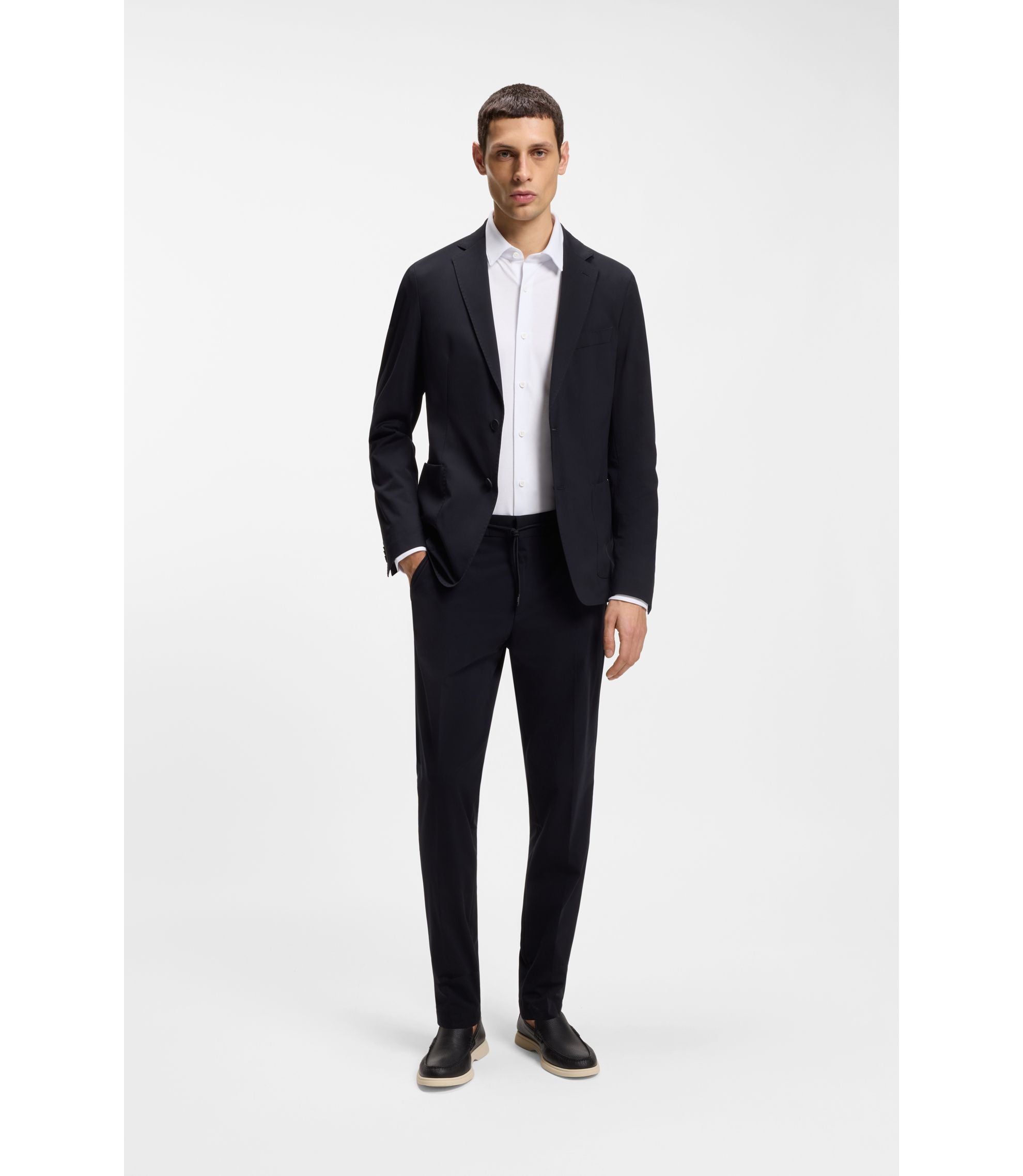 Boss Slim Fit Shirt In A Performance Stretch Cotton Blend White