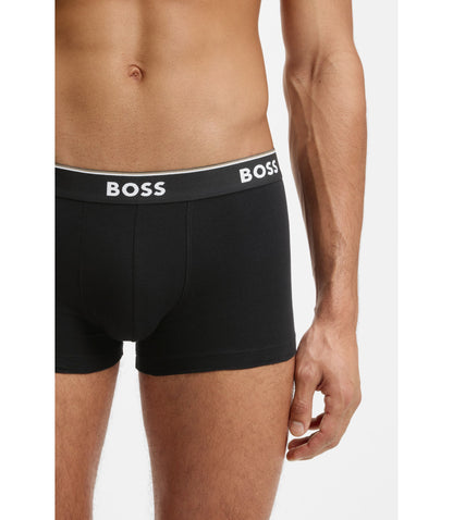 Boss Stretch Cotton Trunks With Repeating Logos Light Grey
