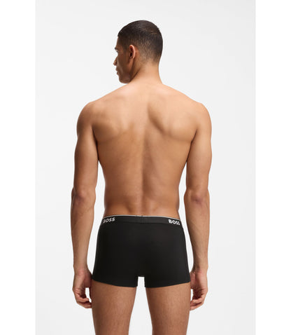 Boss Stretch Cotton Trunks With Repeating Logos Light Grey