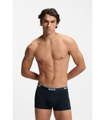 Boss Stretch Cotton Trunks With Repeating Logos Light Blue