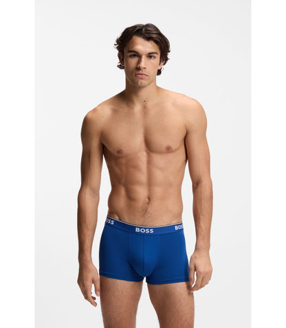Boss Stretch Cotton Trunks With Repeating Logos Light Blue