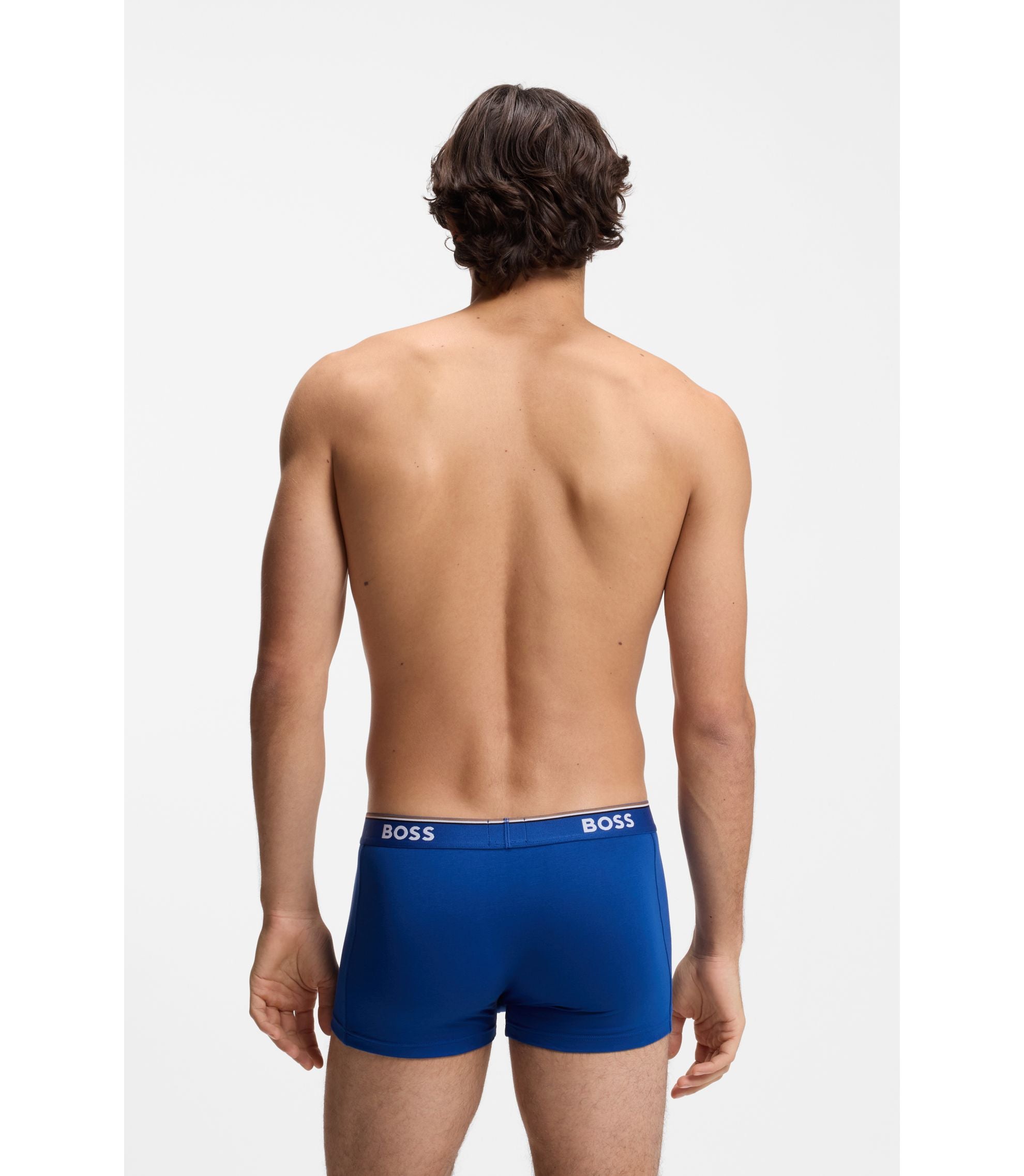 Boss Stretch Cotton Trunks With Repeating Logos Light Blue