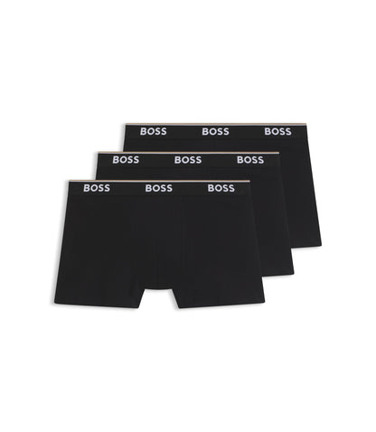Boss Three Pack Of Boxer Briefs In Stretch Cotton Black
