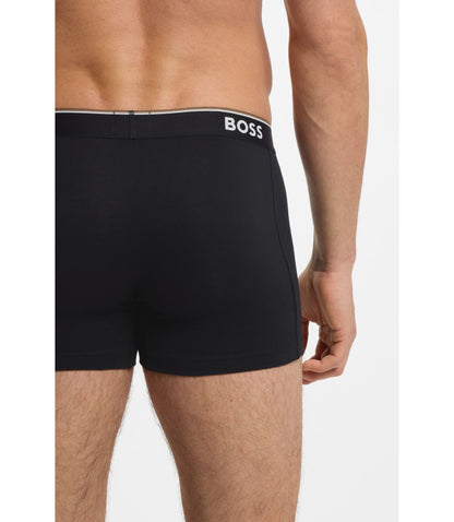 Boss Three Pack Of Boxer Briefs In Stretch Cotton Black