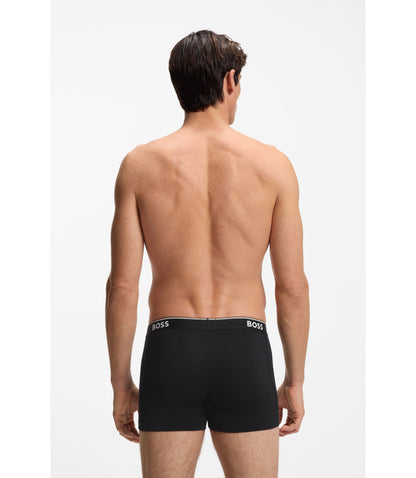 Boss Three Pack Of Boxer Briefs In Stretch Cotton Black