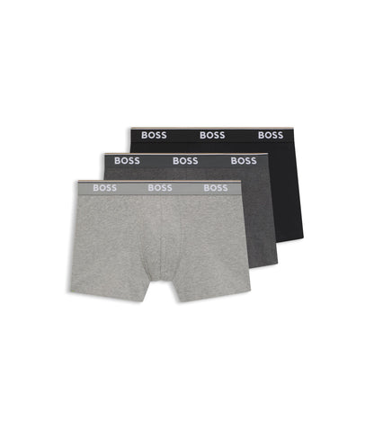 Boss Three Pack Of Boxer Briefs In Stretch Cotton Light Grey