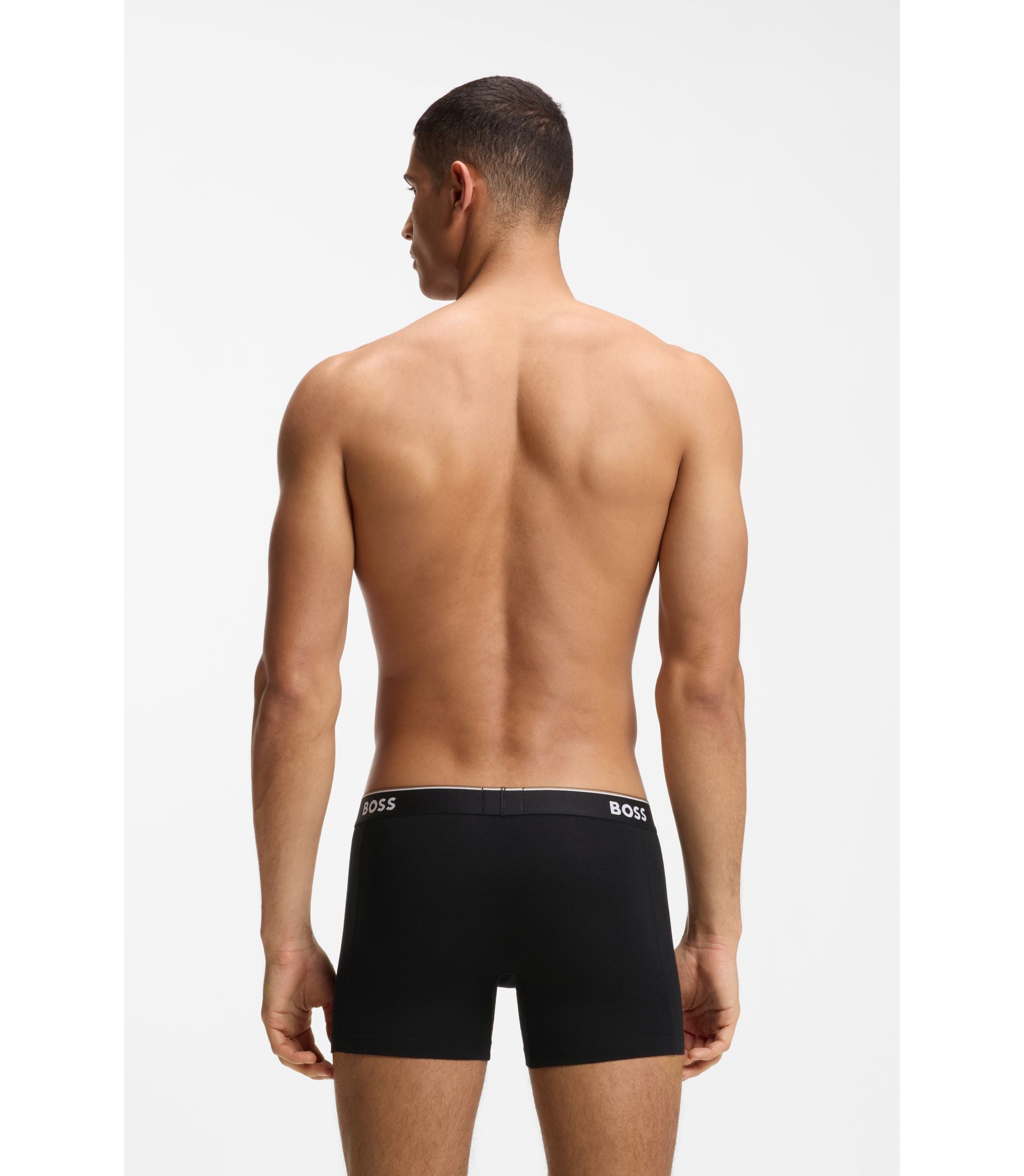 Boss Three Pack Of Boxer Briefs In Stretch Cotton Light Grey