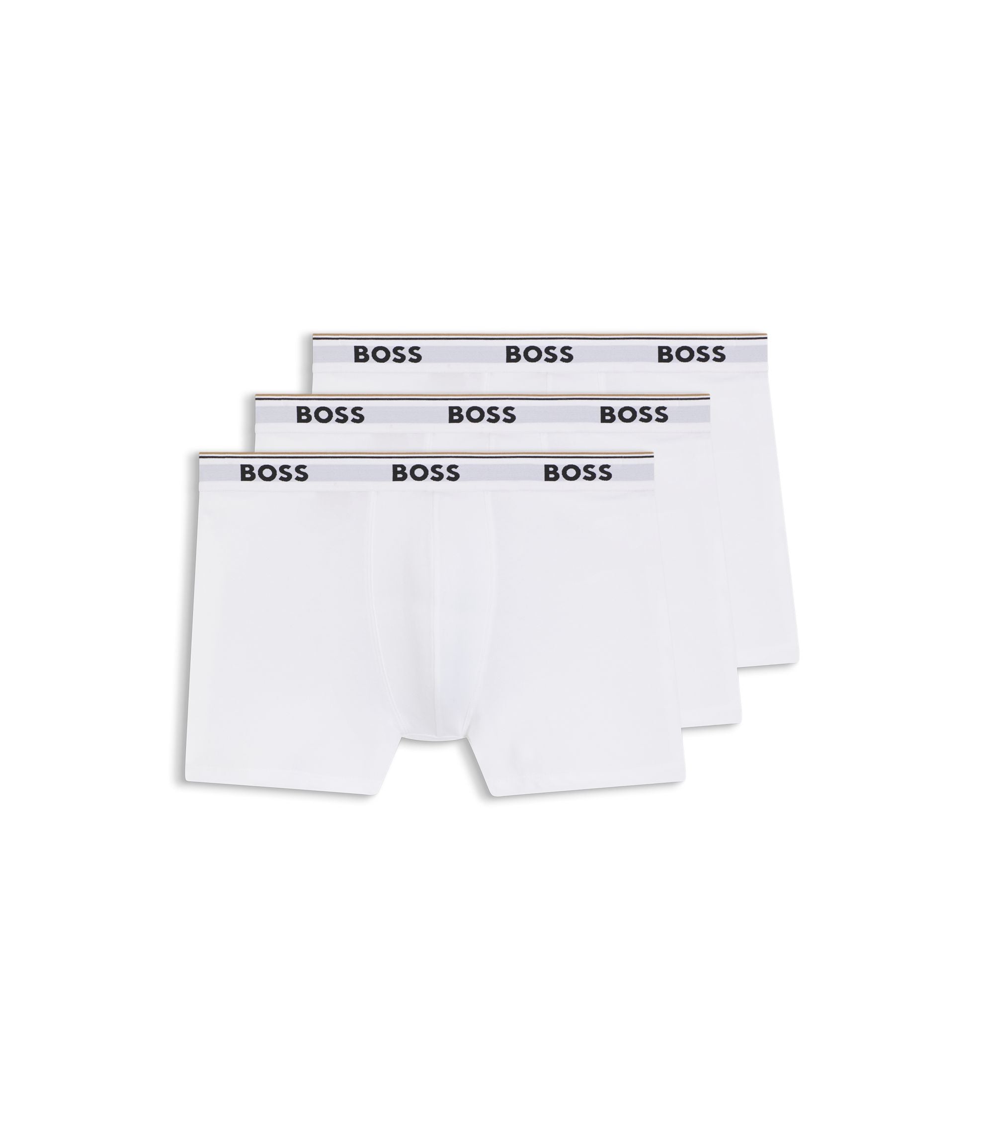 Boss Three Pack Of Boxer Briefs In Stretch Cotton White