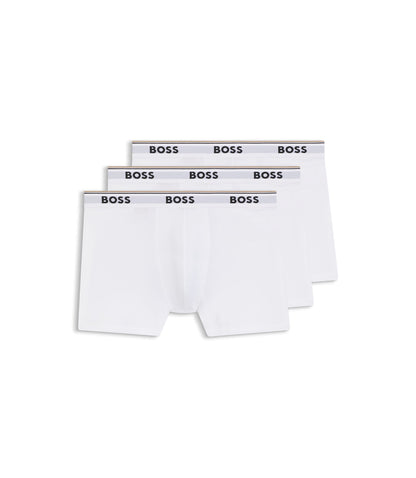 Boss Three Pack Of Boxer Briefs In Stretch Cotton White