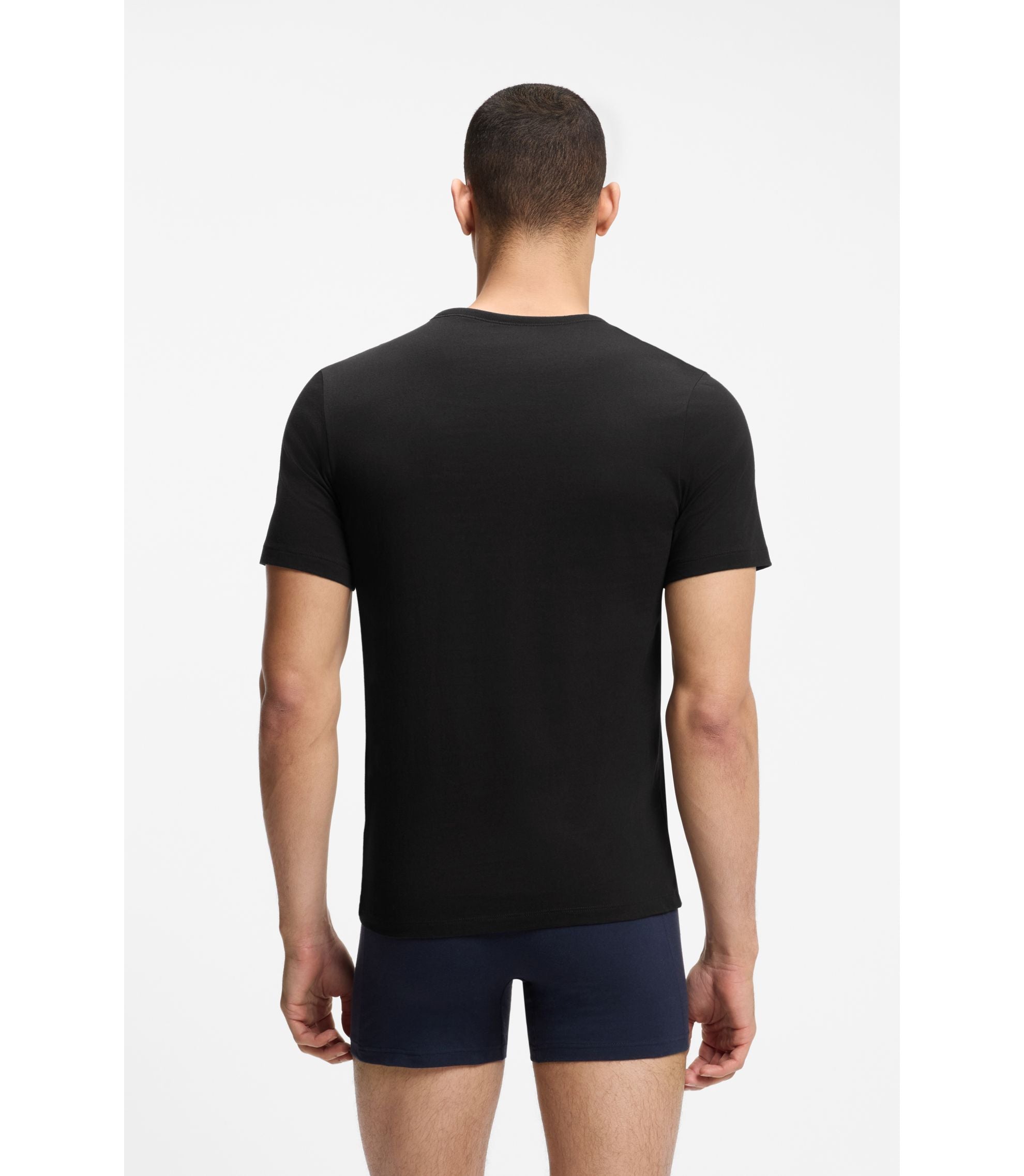 Boss Three Pack Of Logo Embroidered Cotton T Shirts Black
