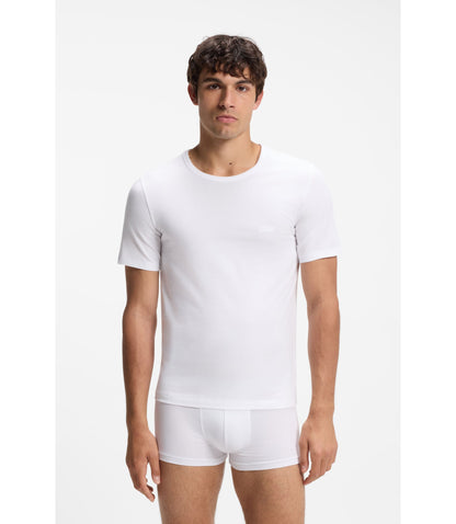 Boss Three Pack Of Logo Embroidered Cotton T Shirts White