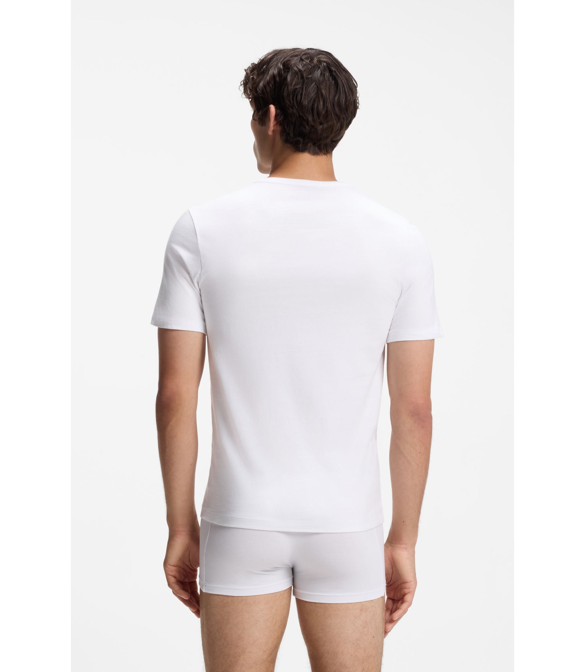 Boss Three Pack Of Logo Embroidered Cotton T Shirts White