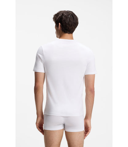 Boss Three Pack Of Logo Embroidered Cotton T Shirts White
