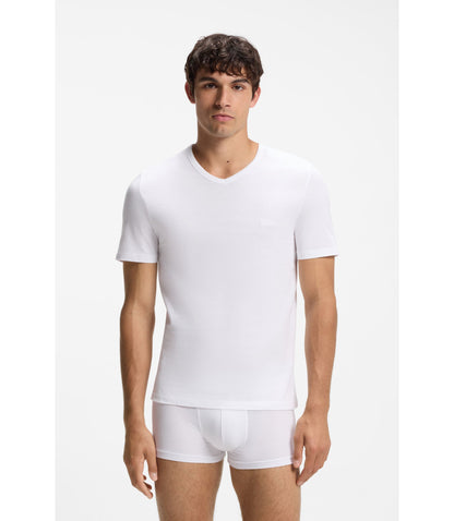 Boss Three Pack Of Cotton V Neck Undershirts White