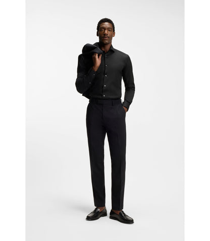 Boss Slim Fit Shirt In Easy Iron Cotton Blend Poplin Black