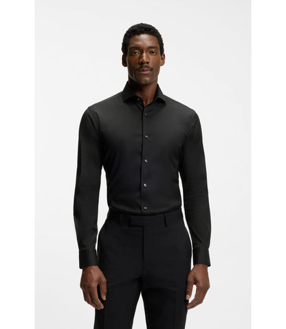 Boss Slim Fit Shirt In Easy Iron Cotton Blend Poplin Black