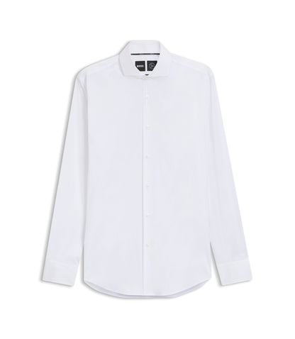 Boss Slim Fit Shirt In Easy Iron Cotton Blend Poplin White