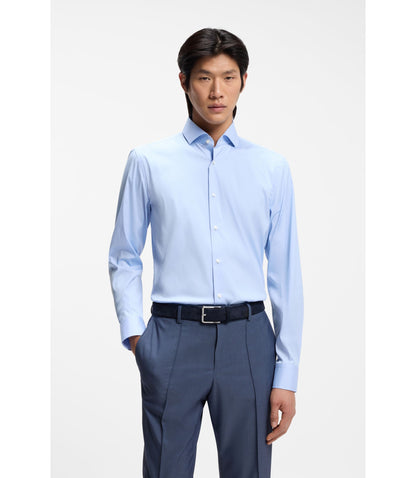 Boss Slim Fit Shirt In Easy Iron Cotton Blend Poplin Light Blue