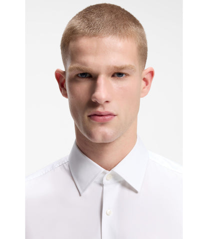 Boss Slim Fit Shirt In Easy Iron Cotton Poplin White