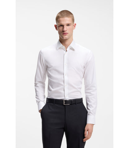 Boss Slim Fit Shirt In Easy Iron Cotton Poplin White