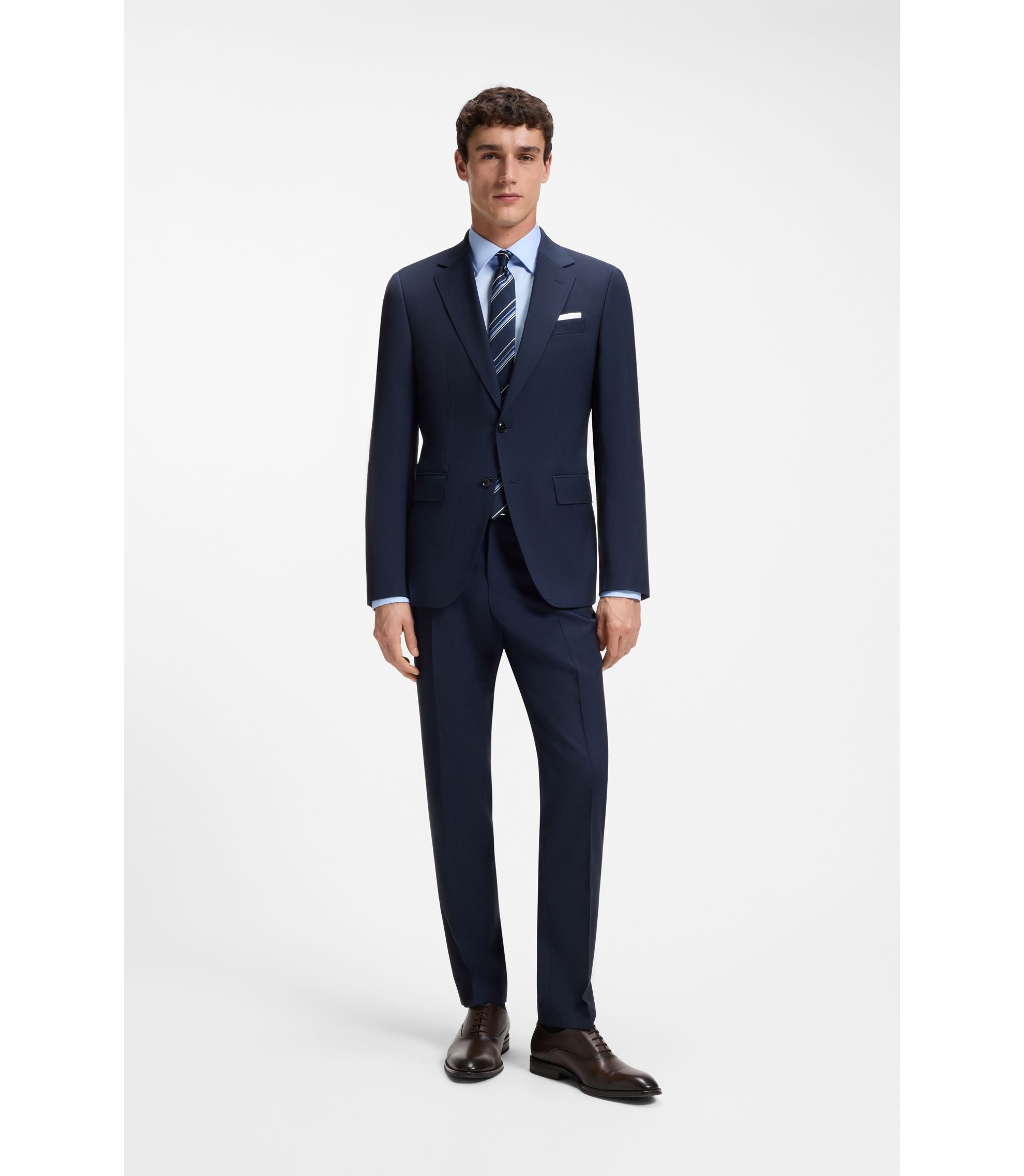 Boss Slim Fit Shirt In Easy Iron Cotton Poplin Light Blue