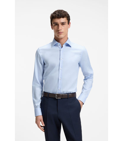 Boss Slim Fit Shirt In Easy Iron Cotton Poplin Light Blue