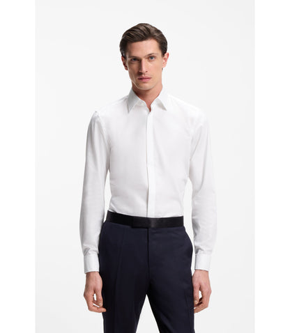 Boss Slim Fit Dress Shirt In Easy Iron Stretch Cotton White