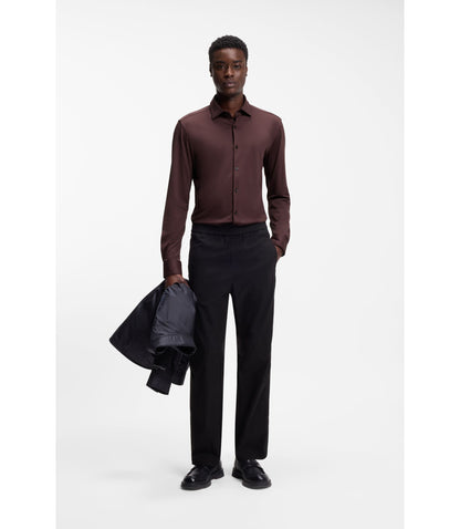 Hugo Slim Fit Shirt In Performance Stretch Jersey Light Brown